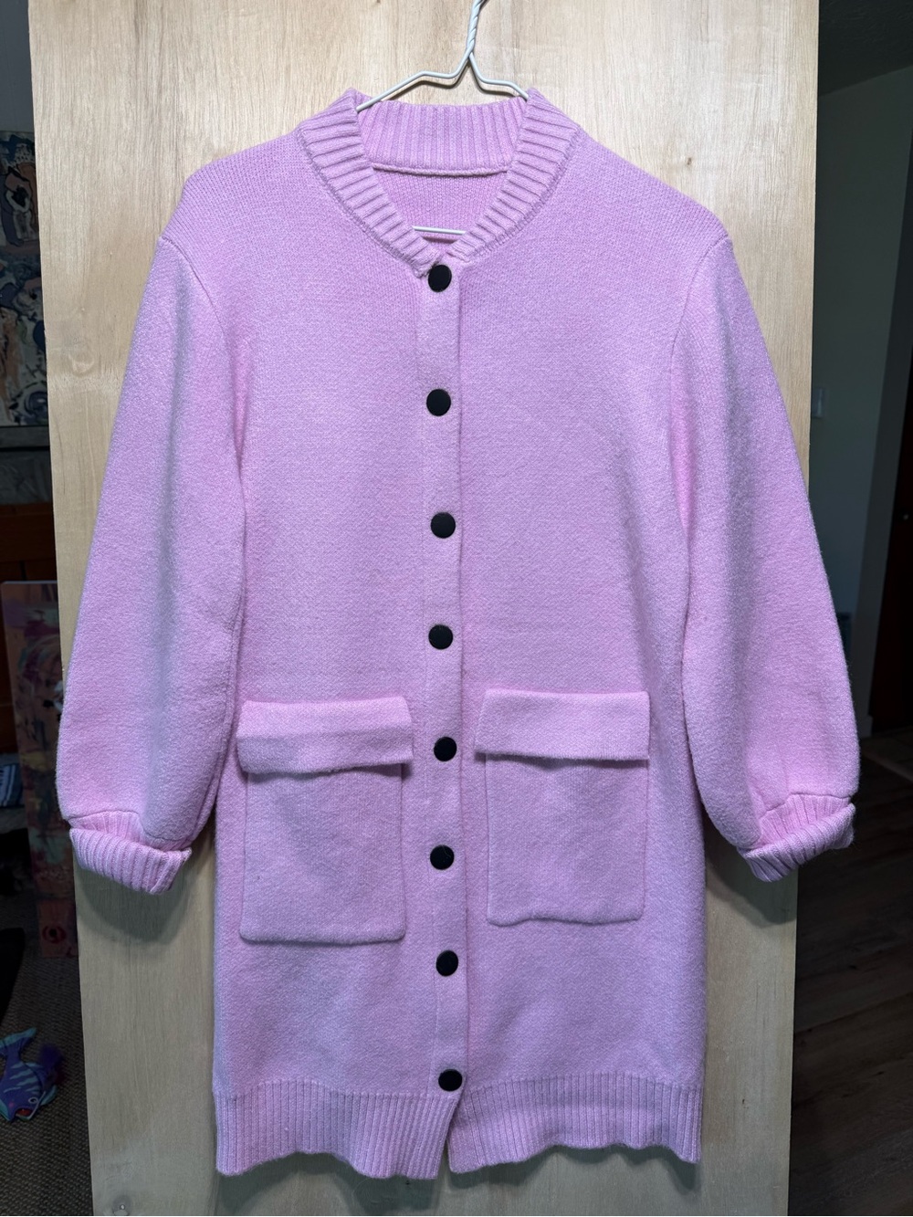 Women's Pink Button-Front Cardigan Sweater